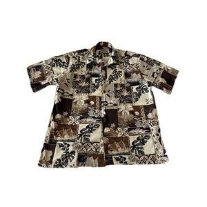 Vintage Men's Hawaiian Shirt Aloha Hut Size L Button Down